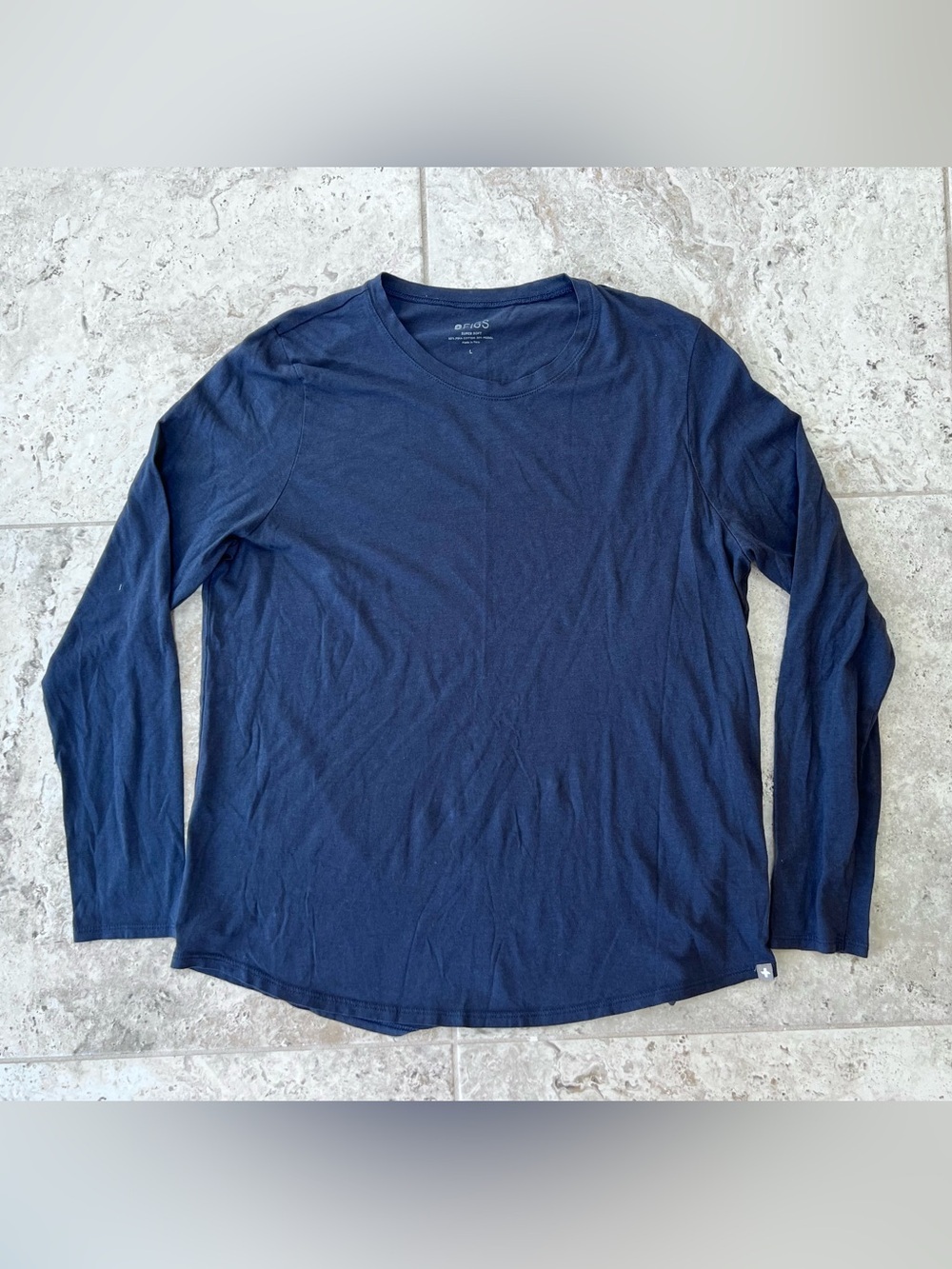 FIGS Pima Super Soft Long Sleeve Underscrub Tee Alps Blue (PO#: 1662), Large